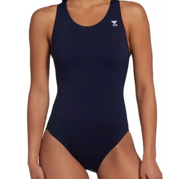 TYR Black Women's Durafast Elite Maxfit Racerback Performance Swimsuit SZ 38/L - Picture 1 of 13